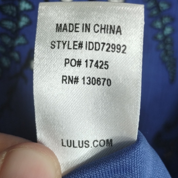 Lulu’s Botanical Bounty Blue Floral Print Skater Dress Size XL - Picture 6 of 6